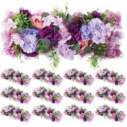 12 Pcs Wedding Arch Artificial Flower Panel Floral Swags Realistic Rose Silk Fake Peony Arrangement for Romantic Wedding Wall Reception Ceremony Welco