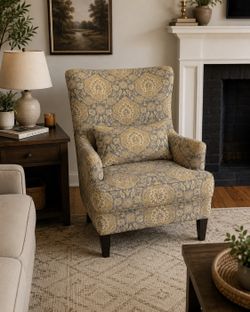 Vintage Paisley Wingback Accent Chair