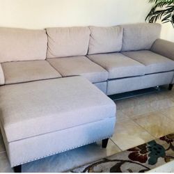 Mjkone Reversible L Shaped Sectional Sofa with Storage Ottoman