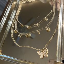 Layered Butterfly Necklace 