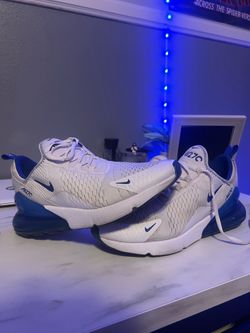 Nike Air Max 270 Size 11.5 Men's Low Top Lace-Up Athletic Sneakers White/Blue