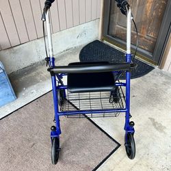 Walker with seat and  removable basket