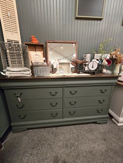 Newly Refinished Green Gray Dresser