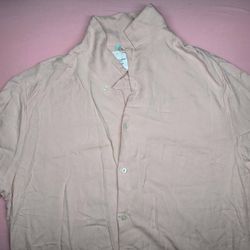 DENIM & FLOWER PINK DRESS SHIRT CLOTHES MEN SIZE L A5