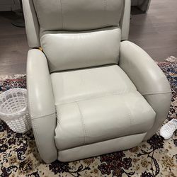 Beige leather reclining chair