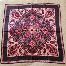 Scarf Soft Polyester Rolled Hem Wine Burgundy Pink Paisley