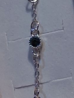 Silver Chain Bracelet with Dark Stone