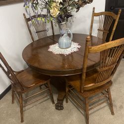 Antique beautiful oak fort chair table set claw foot
