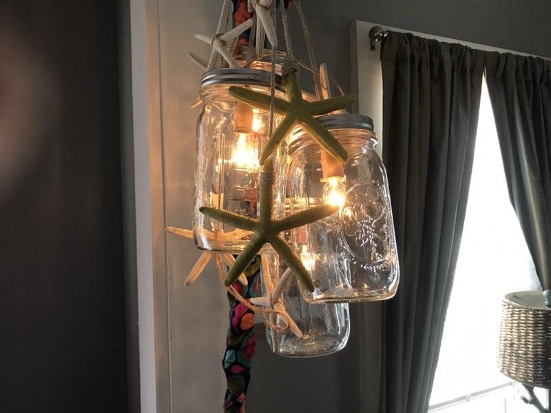 Very cool and funky mason jar chandelier.