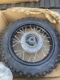 10 Inch 2.5-10 Rear Wheel Tire with 1.4 x 10 Rim and Drum Brake With 12mm Bearing for 50cc Dirt Pit Bike, ATVs, Black