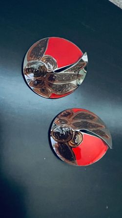 Vintage EDGAR BEREBI 1990's Large Modern Statement Pierced Earrings