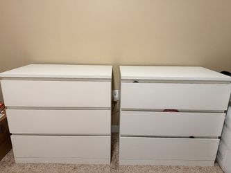 IKEA Malm Dressers White with 3 drawers (Pair)