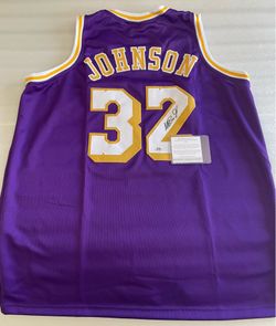 Magic Johnson Autographed Purple Los Angeles Pro Style Custom Jersey With COA