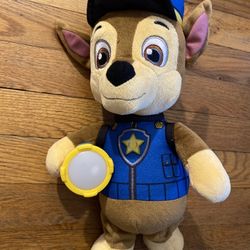 Paw Patrol Plush Snuggle Up Pup CHASE Lights & Sounds Flashlight Toy Lovey Soft