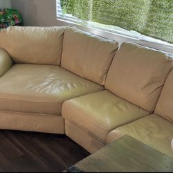 Cream Faux Leather Couch 