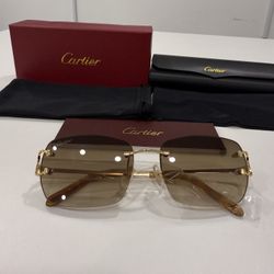 Cartier Glasses, Brown Lense, Gold Frame