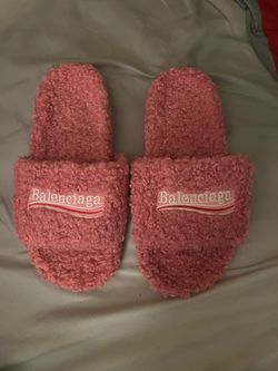 Designer Furry Slide Slippers Pink