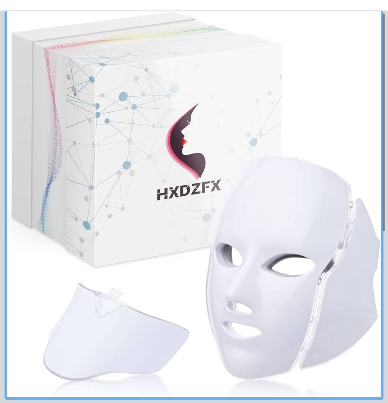 HXDZFX LED FACIAL LIGHT THERAPY MASK-Led Face Mask Light Therapy, 7 Led Light