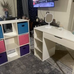 Desk and storage cube