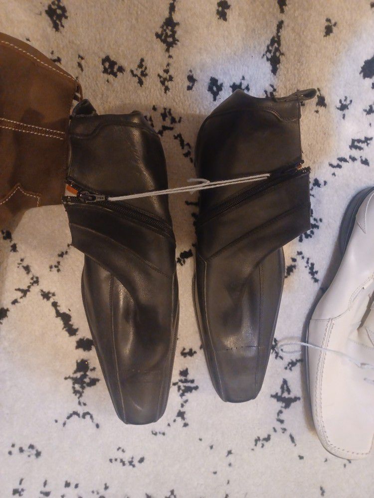 BLACK, Santini Dress Boots/ Size 12  BROWN alfani BOOTS  W/ Zipper  Size 12