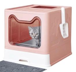 Enclosed Cat Litter Box Front Entry and Top Exit Pink Excellent/Like New Condition This is missing the mat 20" x 16" x 15.2"