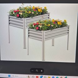 New -Land Guard 2 Pack Galvanized Raised Garden Bed