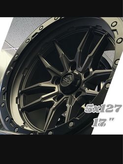 ​⚡ 17" Lock Off-Road | 5x127 (5x5) Stealth dark finish with sharp multi-spoke styling. ​Fits: Jeep Wrangler (JK, JL), Gladiator (JT), Grand Cherokee, 