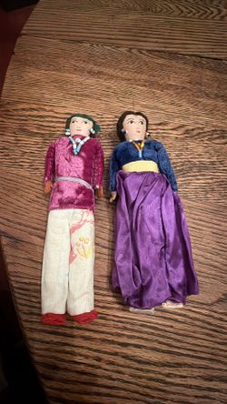 7" Pair-Man & Woman-Vintage Handmade Navajo Native American Cloth Dolls