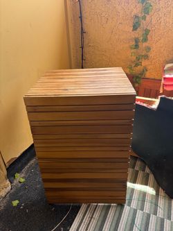 Slatted Wood Side Table