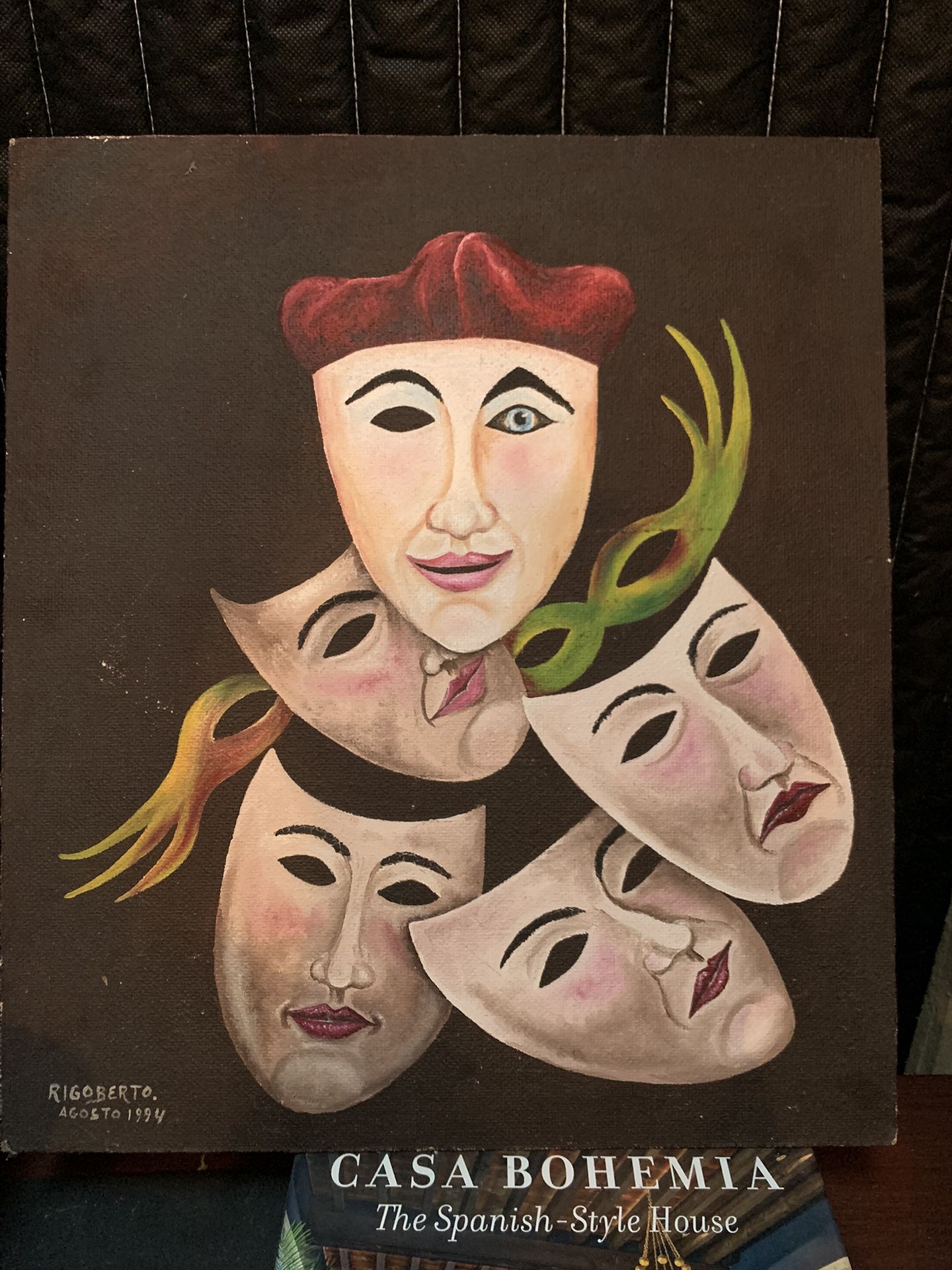 Painting Of Theater Masks approx 24x30”