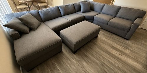 Living Spaces Sectional + Storage Ottoman | Excellent Condition - Covered at All Times | $1,400