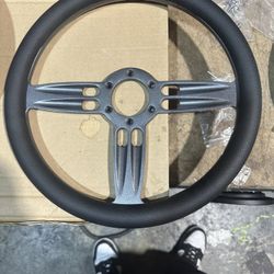 Black Charcoal 3 Spoke Steering Wheel 