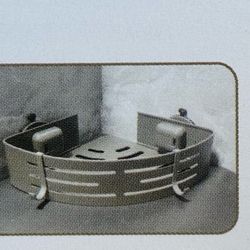 Rustproof Aluminum Corner Shower Caddy, Press-to-Install Triangle Shelf with Hooks, Suction Bathroom Shower Organizer & Shampoo Holder for Inside - Mu