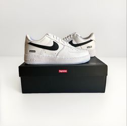 Nike Supreme Air Force 1 Low 2.0 White Black Sizes 8 & 9