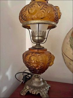 Vintage Amber Glass Table Lamp