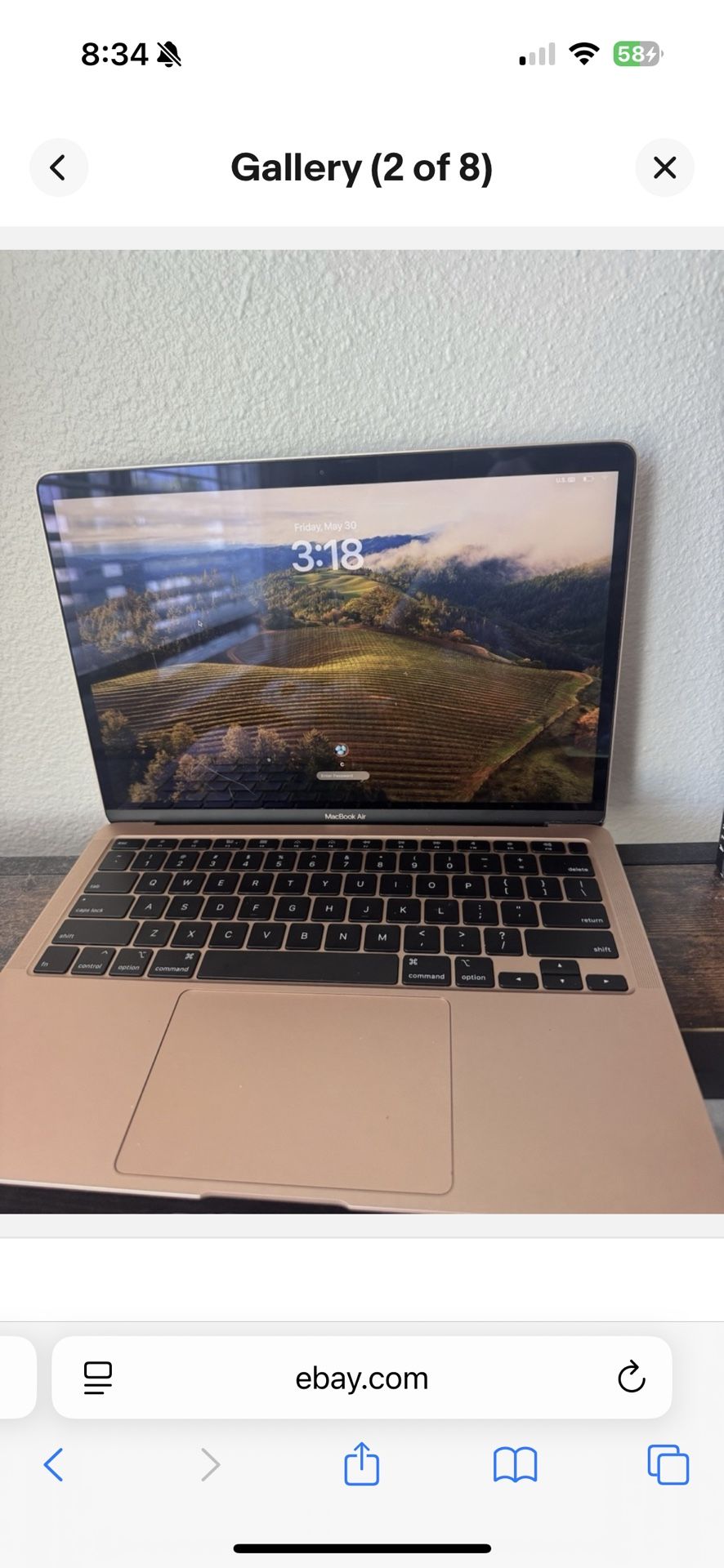 2020 MacBook Air Rose Gold 13in 8G Ram i3