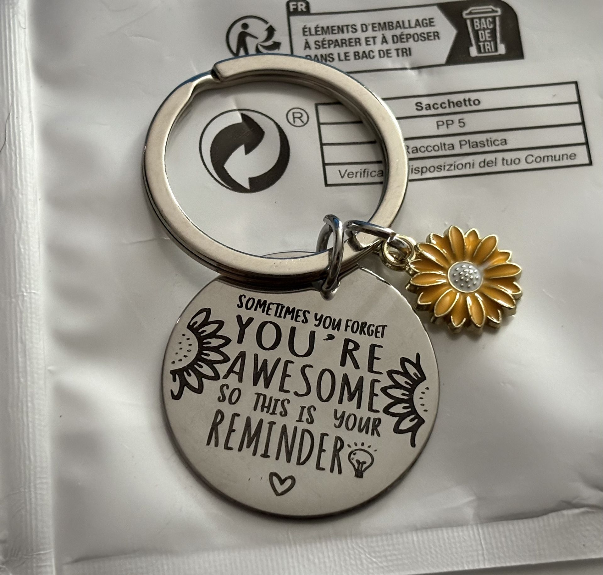You’re Awesome Reminder Keychain With Sunflower