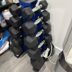 Hex Dumbbells With Rack 