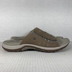 Merrell Lilyfern Size 9 Womens Sandals Brown Tan Gray Leather Slip-On Slides J89096