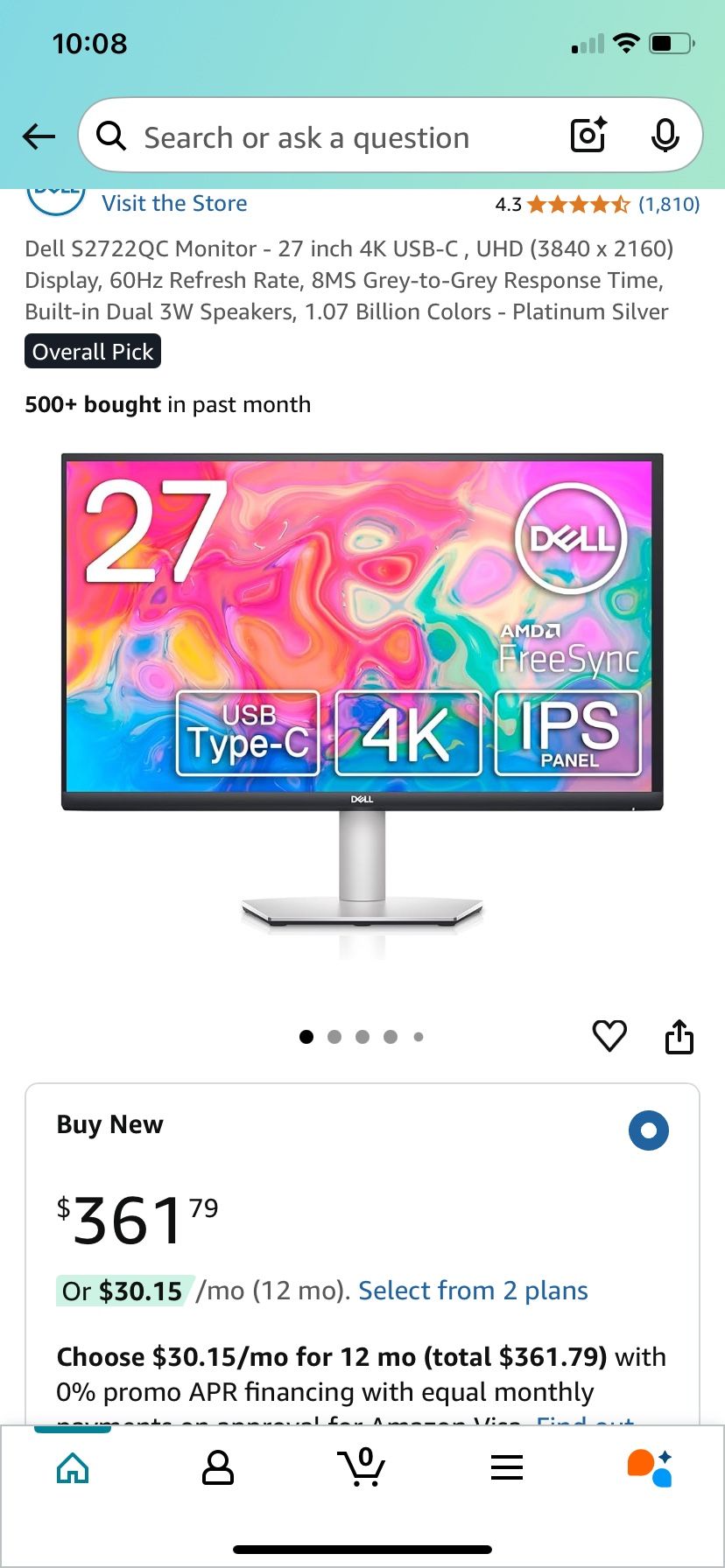 Dell S2722QC 27 Inch Monitor