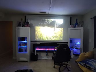 2 white entertainment post with LED lighting