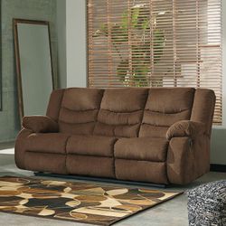 Tulen Chocolate Fabric Reclining Sofa 