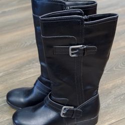 Nine West Kids' Sahira Black Smooth Fashion Boots Youth Girls's Size 2