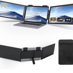 Laptop Screen Extender, 14’’ FHD 1080P Triple Portable Monitor for Laptop with Ultra-Slim IPS Display, USB-C Plug and Play Multi Screen Attachment