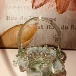 Fenton Opalescent Hobnail Basket