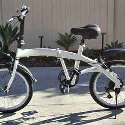 20 Inch White Folding Bike Bicycle