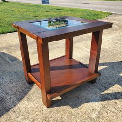 End Table Wood And Glass