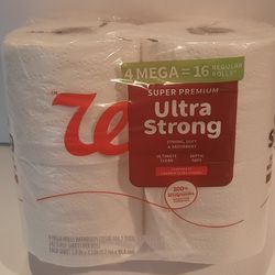 Walgreens Super Premium Ultra Strong Bathroom Tissue 4 Mega Rolls = 16 Regular Rolls