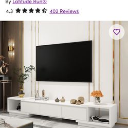 White Extendable Media Console 65.4"' - 106.3" W