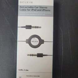 BELKIN RETRACTABLE CAR STEREO  FOR APPLE PRODUCTS
